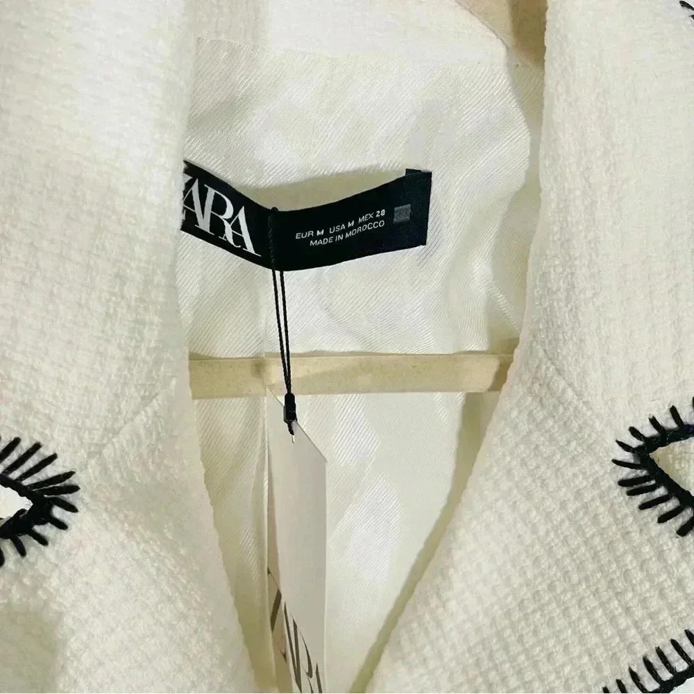 NWT Zara Seamed Straight-Cut Blazer Oyster White - Picture 7 of 8
